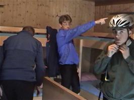 Preparing to leave our cost wooden dorm at Hospental Youth Hostel